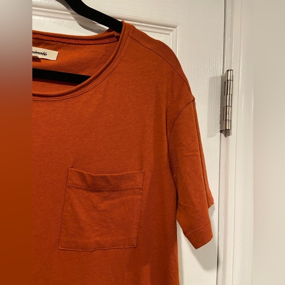 NWOT Madewell Size XXS Burnt Orange Short Sleeve Crew Split Hem Pocket Tee Shirt - Picture 4 of 11